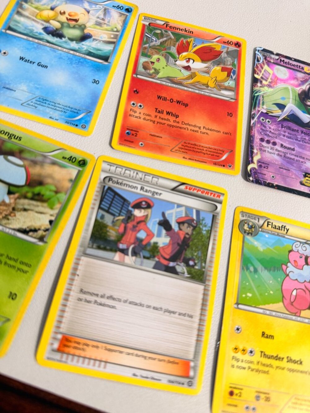 Mix of 6 Pokemon cards Fennekin/Foongus/Meloetta/Oshawott/Flaaffy - Picture 3 of 5